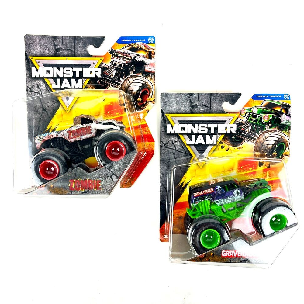 2 MONSTER JAM Toy Trucks Grave Digger Zombie Spin Master Series 43 Diecast 1:64